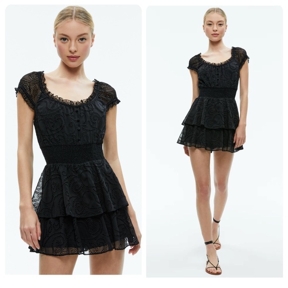 Alice + Olivia Black Lace Romper - Picture 1 of 15